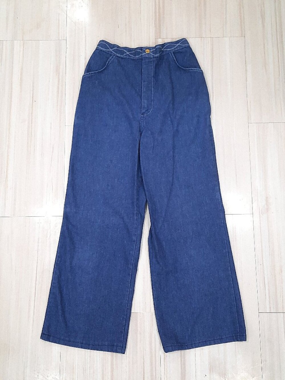 Vtg 60s handmade wide leg jeans - Picture 2 of 10